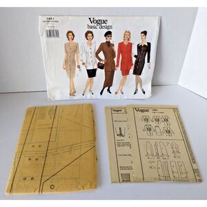 Vogue Basic Design Sewing Pattern 1421 Misses Dress‎ Top Skirt Sz 12-14-16 Uncut